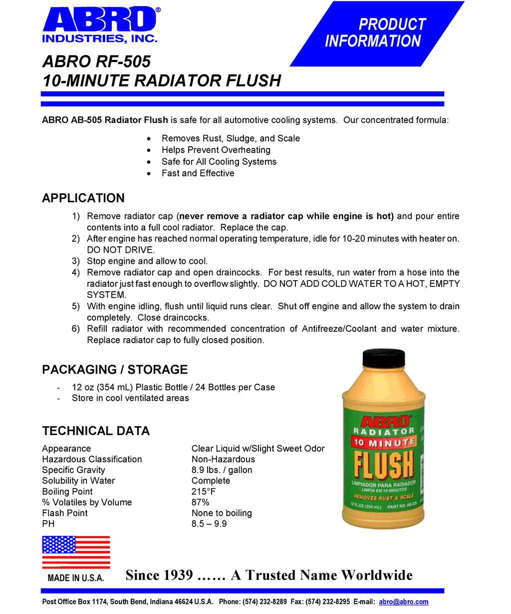 ABRO Radiator 10 minute flush промывка системы охлаждения Oilchoice.ru